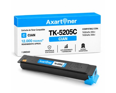 Compatible Kyocera TK5205 Cyan Cartucho de Toner 1T02R5CNL0 / TK-5205C para TASKalfa 356ci, 358ci