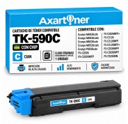 Compatible Kyocera TK590 Cyan Cartucho de Toner 1T02KVCNL0 / TK-590C para Ecosys M6026cdn M6026cidn M6526cdn M6526cidn P6026cdn / FS-C2026 MFP FS-C2126 MFP FS-C2526 MFP FS-C2626 MFP FS-C5250DN