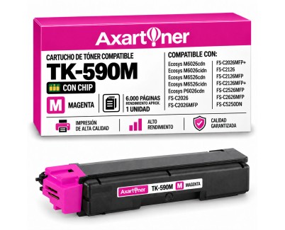 Compatible Kyocera TK590 Magenta Cartucho de Toner 1T02KVBNL0 / TK-590M para Ecosys M6026cdn M6026cidn M6526cdn M6526cidn P6026cdn / FS-C2026 MFP FS-C2126 MFP FS-C2526 MFP FS-C2626 MFP FS-C5250DN