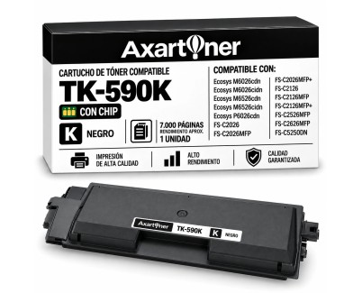 Compatible Kyocera TK590 Negro Cartucho de Toner 1T02KV0NL0 / TK-590K para Ecosys M6026cdn M6026cidn M6526cdn M6526cidn P6026cdn /  FS-C2026 MFP FS-C2126 MFP FS-C2526 MFP FS-C2626 MFP FS-C5250DN