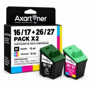 Compatible Lexmark 16 Negro + Lexmark 26 Tricolor Cartuchos de Tinta