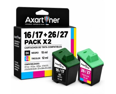 Compatible Lexmark 16 Negro + Lexmark 26 Tricolor Cartuchos de Tinta