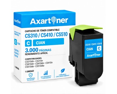 Compatible Lexmark CS310 / CS410 / CS510 Cyan Cartucho de Toner 70C2HC0 / 702HC / 70C20C0 / 702C