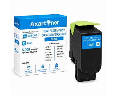 Compatible Lexmark CS421 / CS521 / CS622 / CX421 / CX522 / CX622 / CX625 Cyan Cartucho de Toner 78C2XC0 / 78C2XCE / 78C20C0