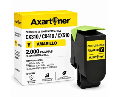 Compatible Lexmark CX310 / CX410 / CX510 Amarillo Cartucho de Toner 80C2SY0 / 80C2SYE / 802SY