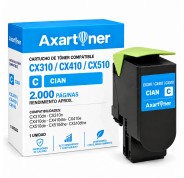 Compatible Lexmark CX310 / CX410 / CX510 Cyan Cartucho de Toner 80C2SC0 / 80C2SCE / 802SC
