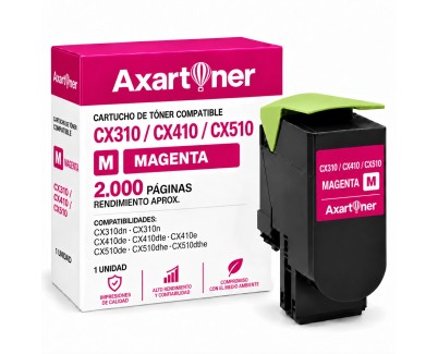 Compatible Lexmark CX310 / CX410 / CX510 Magenta Cartucho de Toner 80C2SM0 / 80C2SME / 802SM
