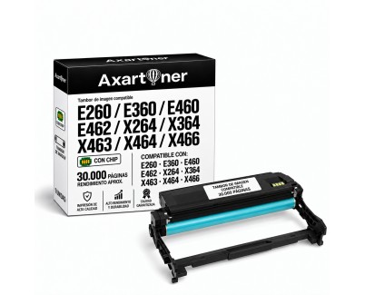 Compatible Lexmark E260 / E360 / E460 / E462 / X264 / X364 / X463 / X464 / X466 Negro Tambor de Imagen E260X22G (Drum)