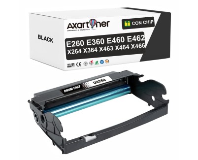 Compatible Lexmark E260 / E360 / E460 / E462 / X264 / X364 / X463 / X464 / X466 Negro Tambor de Imagen E260X22G (Drum)