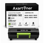 Compatible Lexmark MS310 / MS312 / MS410 / MS415 / MS510 / MS610 Negro Cartucho de Toner 50F2000 / 502 / 50F2H00 / 502H / 51F2H00 / 512H