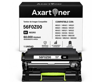 Compatible Lexmark MS321 / MS421 / MS521 / MS621 / MS622 / MX321 / MX421 / MX521 / MX522 / MX622 / B2338 / B2442 / B2546 / B2650 / MB2338 / MB2442 / MB2546 / MB2650 Negro Tambor de Imagen 56F0Z00 (Drum)