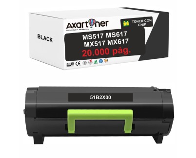 Compatible Lexmark MS517 / MS617 / MX517 / MX617 Negro Cartucho de Toner 51B2X00 (20.000 p&aacute;g.)