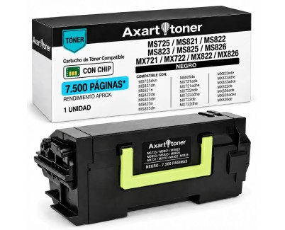 Compatible Lexmark MS725 / MS821 / MS822 / MS823 / MS825 / MS826 / MX721 / MX722 / MX822 / MX826 Negro Cartucho de Toner 58D2000