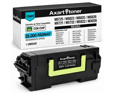 Compatible Lexmark MS725 / MS823 / MS825 / MS826 / MX721 / MX722 / MX822 / MX826 Negro Cartucho de Toner 58D2X00 / 58D2X0E