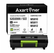 Compatible Lexmark MS810 / MS811 / MS812 Negro Cartucho de Toner 52D2000 / 522