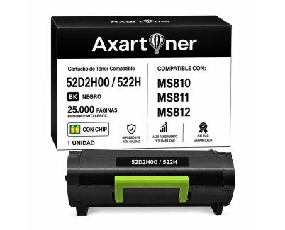 Compatible Lexmark MS810 / MS811 / MS812 Negro Cartucho de Toner 52D2H00 / 522H (25K)