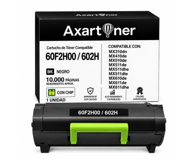 Compatible Lexmark MX310, MX410, MX510, MX511, MX611 Negro Cartucho de Toner 60F2H00 / 602H (10.000 p&aacute;g.)