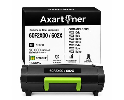 Compatible Lexmark MX510 / MX511 / MX610 / MX611 Negro Cartucho de Toner 60F2X00 / 602X (20.000 p&aacute;g.)