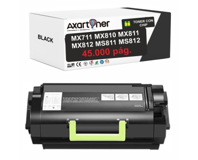Compatible Lexmark MX711 MX810 MX811 MX812 MS811 MS812 Negro Cartucho de Toner 62D2X00 / 622X / 52D2X00 / 522X
