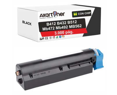 Compatible OKI B412, B432, B512, MB472, MB492, MB562 Negro Cartucho de Toner 45807102 (3.000 p&aacute;g.)