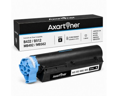 Compatible OKI B432, B512, MB492, MB562 Negro Cartucho de Toner 45807111 (12.000 p&aacute;g.)
