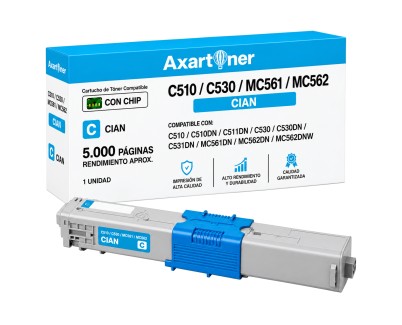 Compatible OKI C510, C530, MC561, MC562 Cyan Cartucho de Toner 44469724