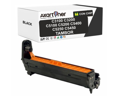 Compatible OKI C5100 / C5200 / C5400 / C5250 / C5450 / C3100 / C3200 Negro Tambor de Imagen (Drum)