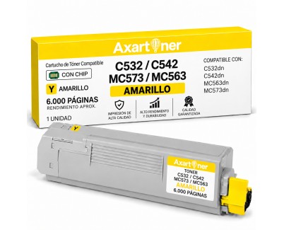 Compatible OKI C532dn C542dn MC563dn MC573dn Amarillo Cartucho de Toner  46490605 / 46490401