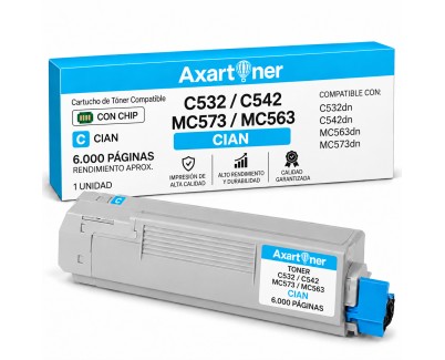 Compatible OKI C532dn C542dn MC563dn MC573dn Cyan Cartucho de Toner 46490607 / 46490403