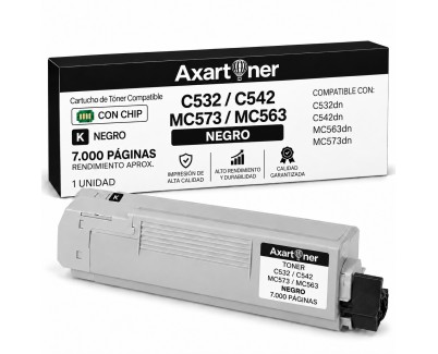 Compatible OKI C532dn C542dn MC563dn MC573dn Negro Cartucho de Toner 46490608 / 46490404