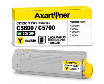 Compatible OKI C5600 / C5700 Amarillo Cartucho de Toner 43381905