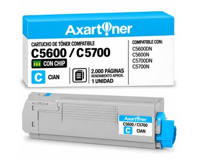 Compatible OKI C5600 / C5700 Cyan Cartucho de Toner 43381907