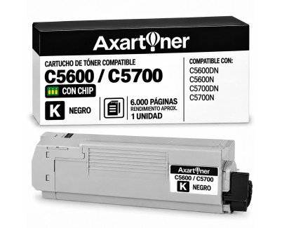 Compatible OKI C5600 / C5700 Negro Cartucho de Toner 43324408