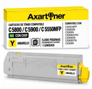 Compatible OKI C5800 / C5900 / C5550MFP Amarillo Cartucho de Toner 43324421
