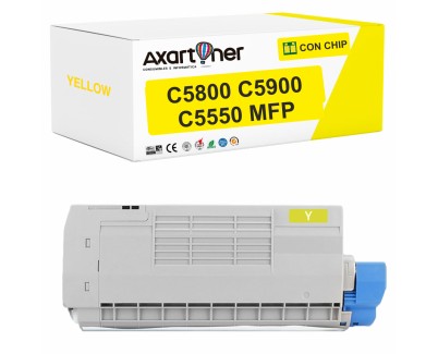 Compatible OKI C5800 / C5900 / C5550MFP Amarillo Cartucho de Toner 43324421