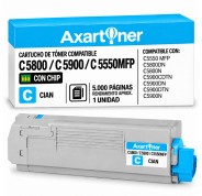 Compatible OKI C5800 / C5900 / C5550MFP Cyan Cartucho de Toner 43324423