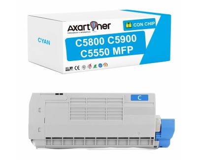 Compatible OKI C5800 / C5900 / C5550MFP Cyan Cartucho de Toner 43324423