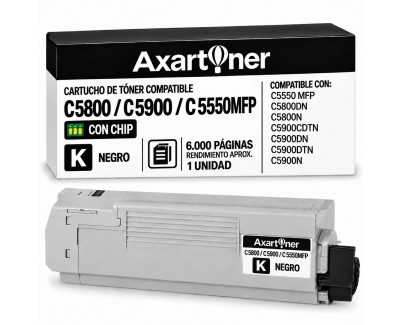 Compatible OKI C5800 / C5900 / C5550MFP Negro Cartucho de Toner 43324424