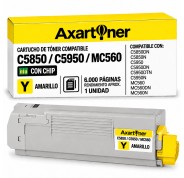 Compatible OKI C5850 / C5950 / MC560 Amarillo Cartucho de Toner 43865721