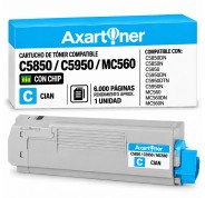 Compatible OKI C5850 / C5950 / MC560 Cyan Cartucho de Toner 43865723