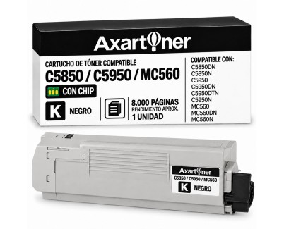 Compatible OKI C5850 / C5950 / MC560 Negro Cartucho de Toner 43865724