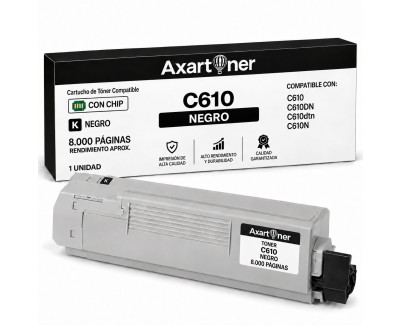 Compatible OKI C610 C610dn C610dtn C610n Negro Cartucho de Toner 44315308