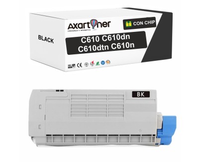 Compatible OKI C610 C610dn C610dtn C610n Negro Cartucho de Toner 44315308