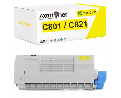 Compatible OKI C801 / C821 Amarillo Cartucho de Toner 44643001