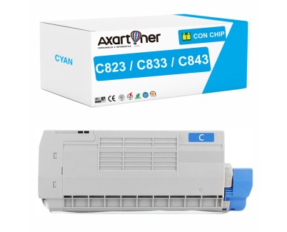 Compatible OKI C823 / C833 / C843 Cyan Cartucho de Toner 46471103