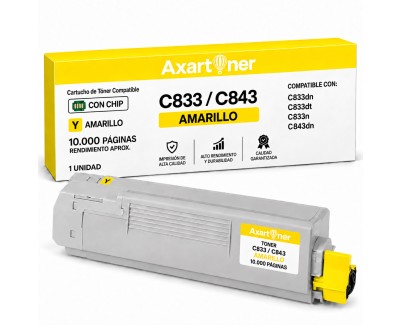 Compatible OKI C833 / C843 Amarillo Cartucho de Toner 46443101