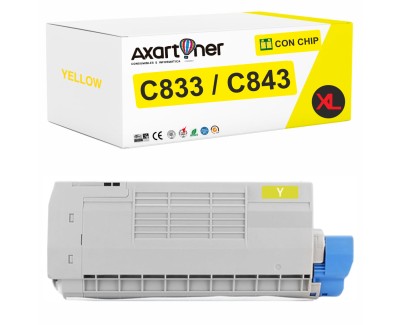 Compatible OKI C833 / C843 Amarillo Cartucho de Toner 46443101