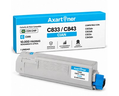 Compatible OKI C833 / C843 Cyan Cartucho de Toner 46443103