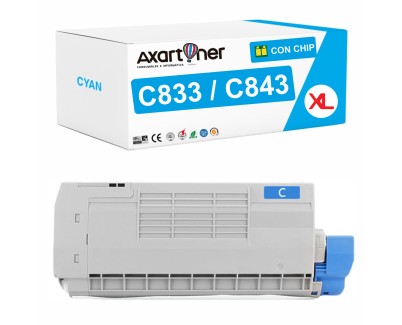 Compatible OKI C833 / C843 Cyan Cartucho de Toner 46443103