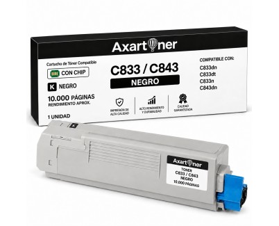 Compatible OKI C833 / C843 Negro Cartucho de Toner 46443104
